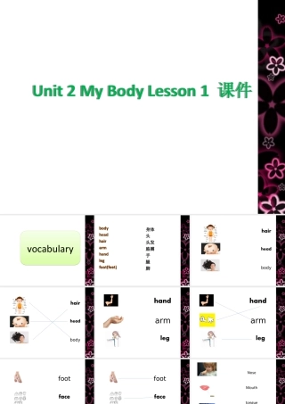 人教（新起点）英语三年级上册 Unit 2 My body Lesson 1 课件.ppt