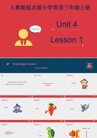 人教（新起点）英语三年级上册 Unit+4 lesson 1《pets》课件.ppt