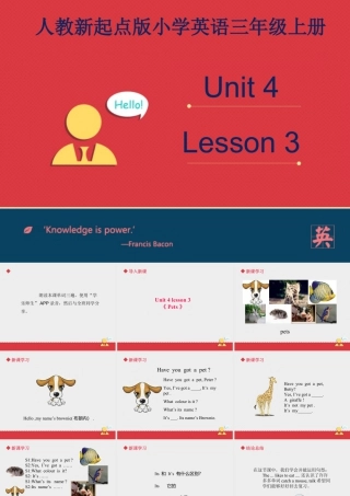 人教（新起点）英语三年级上册 Unit+4 lesson 3《pets》课件.ppt