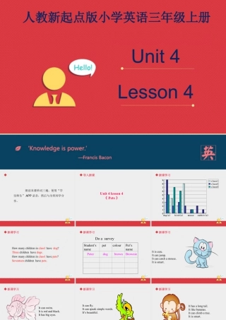 人教（新起点）英语三年级上册 Unit+4 lesson4《pets》课件.ppt