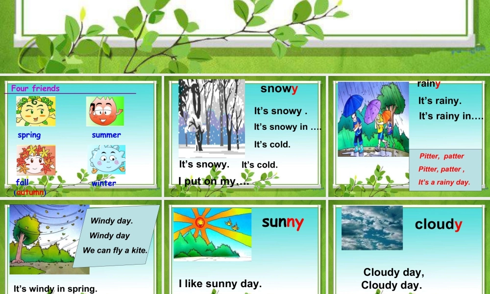 人教版新起点英语二年级下册：Unit 10 Weather （3）课件 （共39张PPT）.ppt