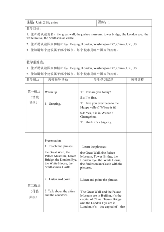 六年级上册英语教案- Unit 2 Big cities 课时1 join in外研剑桥英语.docx