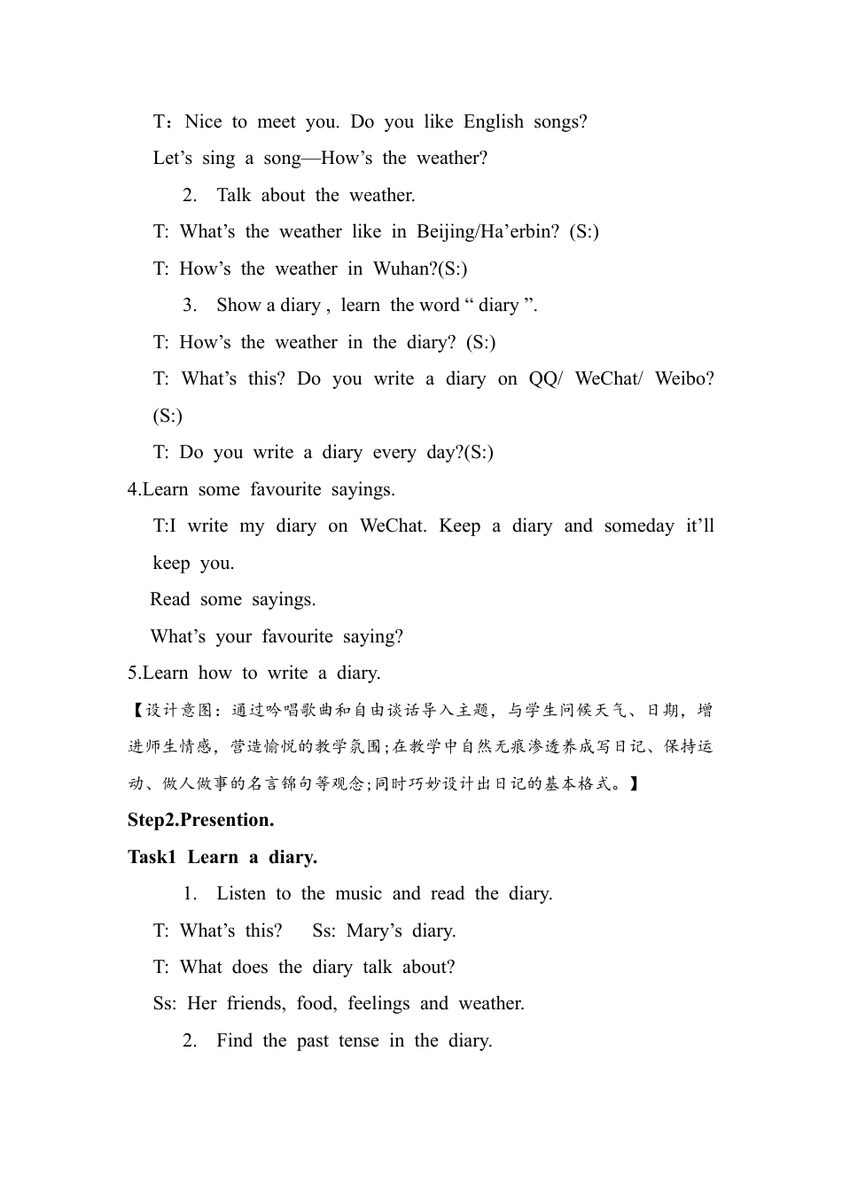 六年级下册英语教案- Unit 3  Mary’s diary   join in 剑桥英语.docx_第2页