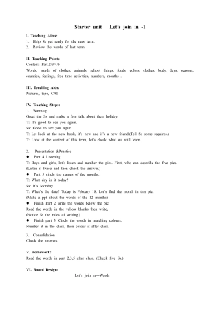 外研版四年级英语下册-Start Unit-1.doc