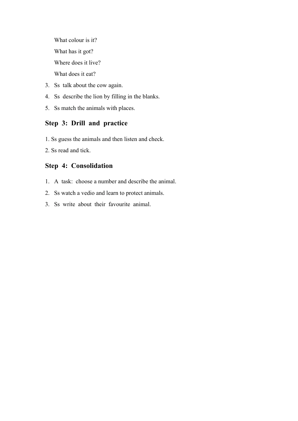 外研版四年级英语下册-Unit 3 Animals (Part 3a&amp;3b&amp;4)教案.docx_第2页