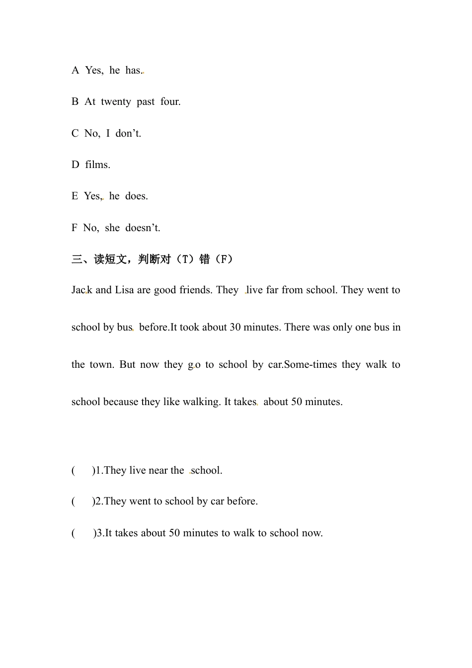 五年级下册英语一课一练-Revision 2 （1） Join in外研剑桥（word，含答案）.docx_第2页