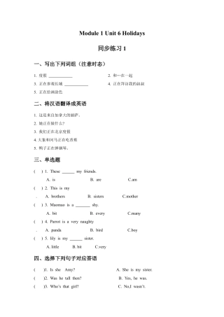 外研版四年级英语下册-Unit 6 Holidays 同步练习1.doc