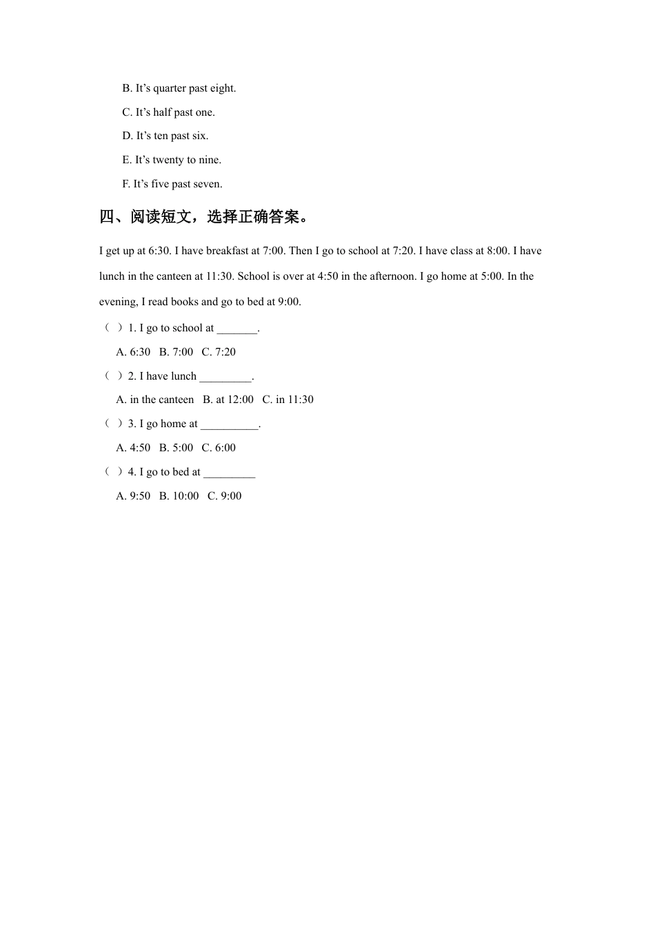 外研版五年级英语上册-Unit 3 Time 同步练习3.doc_第2页