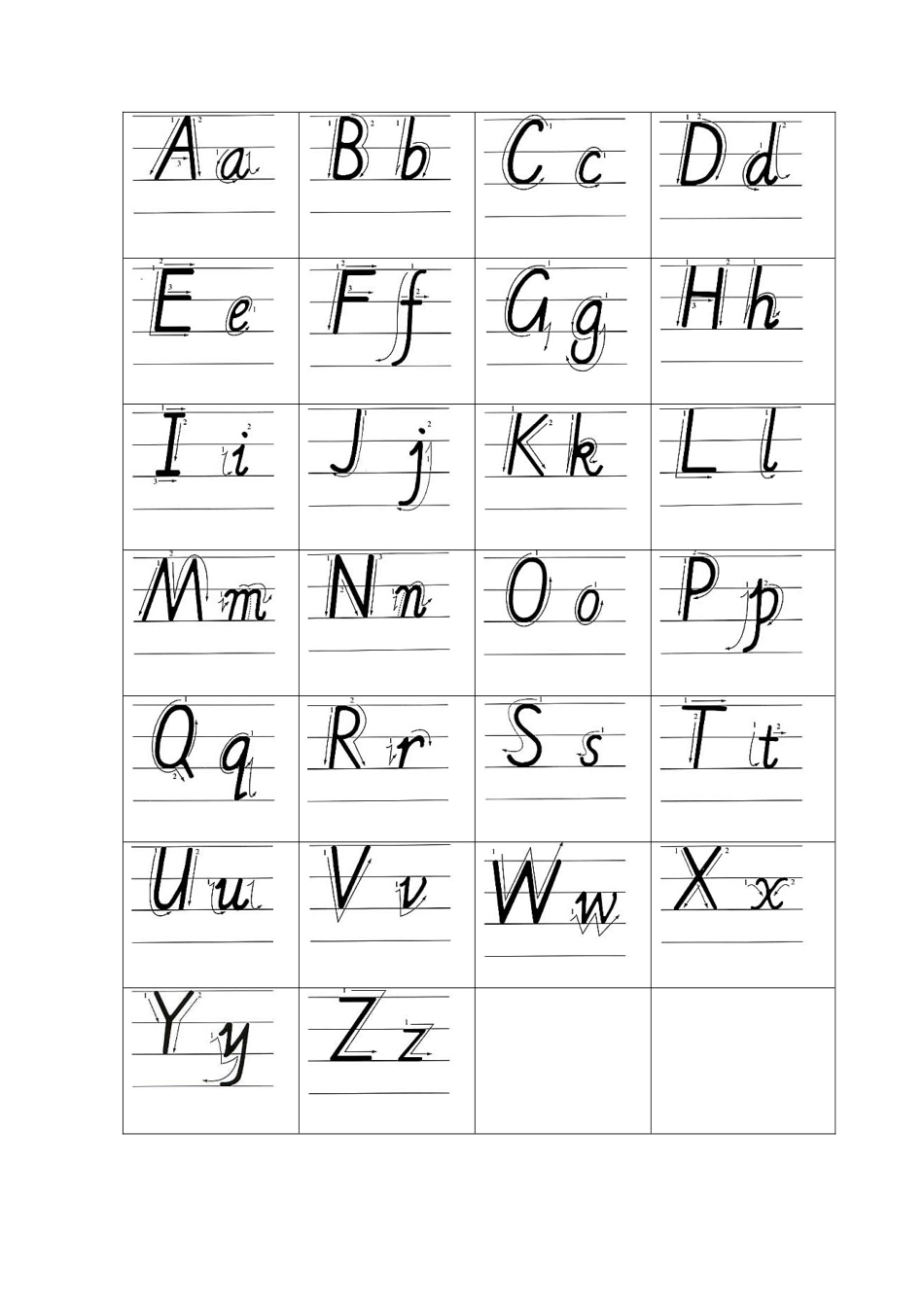 外研版小学英语三年级上册-26个英文字母书写标准及练习.doc_第1页