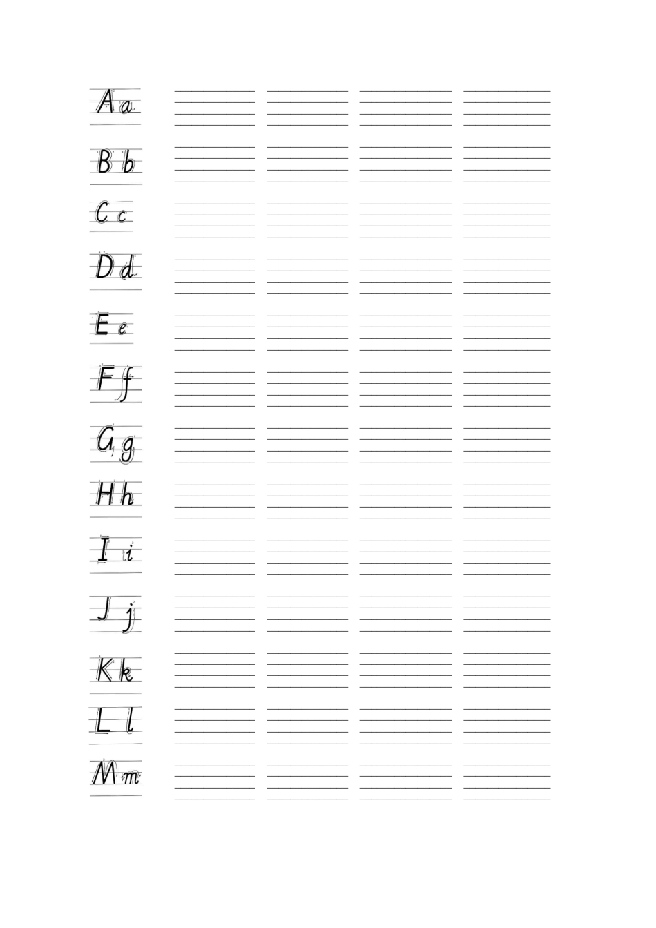外研版小学英语三年级上册-26个英文字母书写标准及练习.doc_第2页