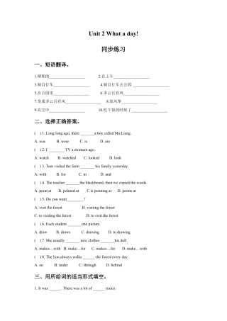 小学英语牛津译林版-Unit 2 What a day 同步练习3.doc