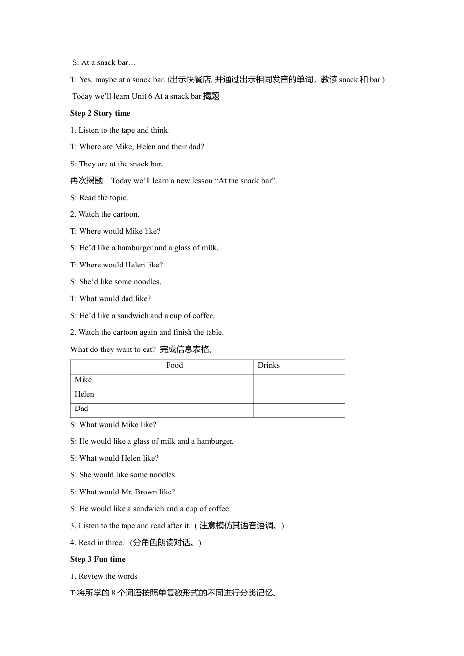 小学英语牛津译林版-Unit 6 At the snack bar 教学设计1.doc_第2页