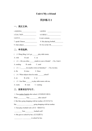 小学英语牛津译林版-Unit 6 My e-friend 同步练习2.doc