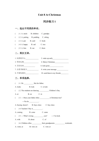 小学英语牛津译林版-Unit 8 At Christmas 同步练习1.doc