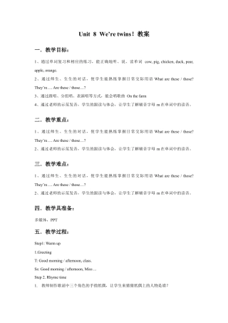 小学英语牛津译林版-Unit 8 We’re twins！教案3.doc