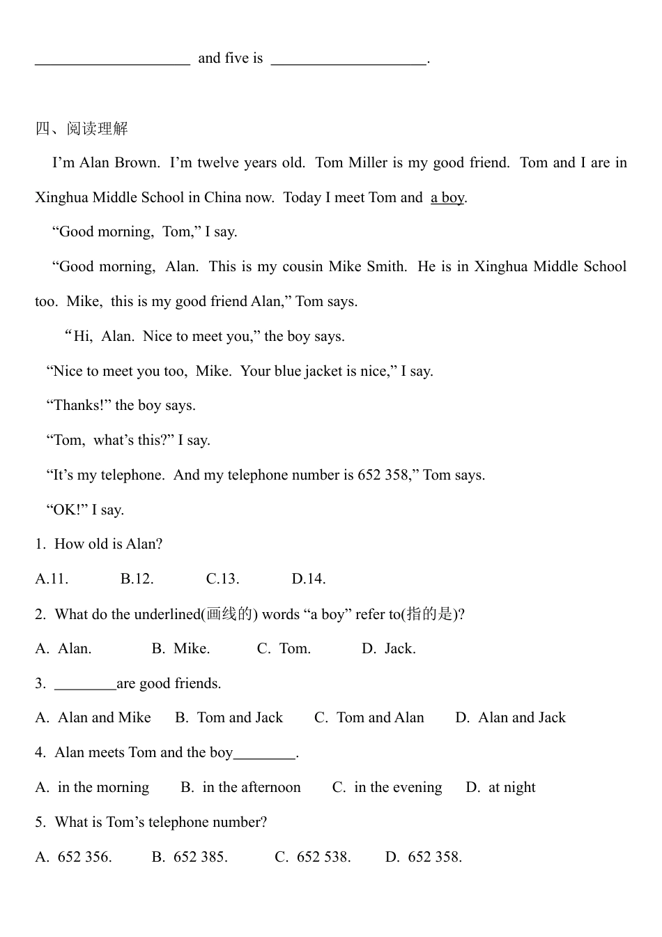 Starter Module 2 Unit 3 练习题- 外研版七年级英语上册.docx_第2页
