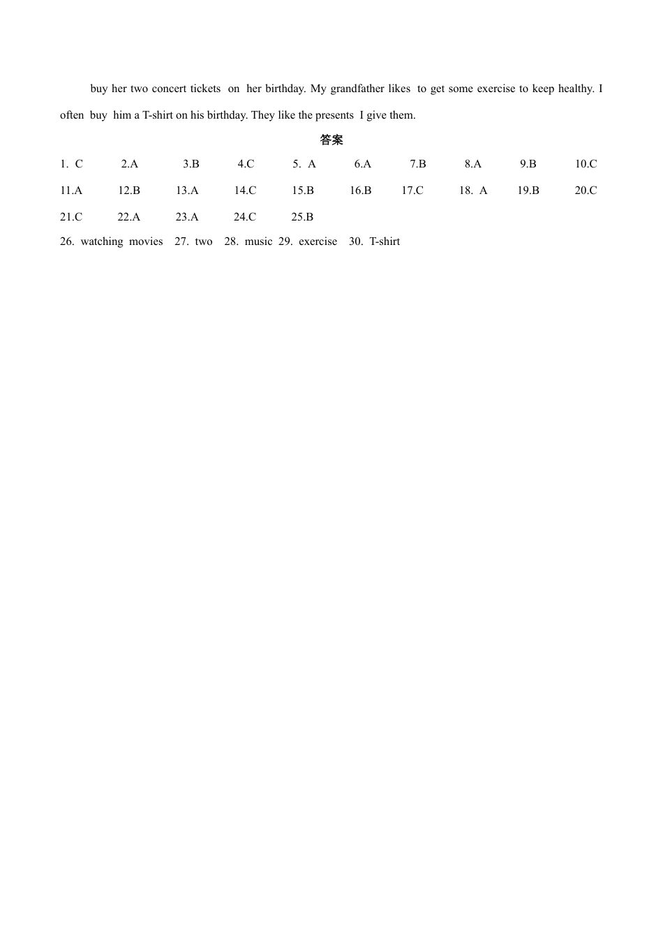 初中英语七年级上册-Module 8 Choosing presents 话题8 个人庆典（基础版） 录音稿和答案.docx_第3页