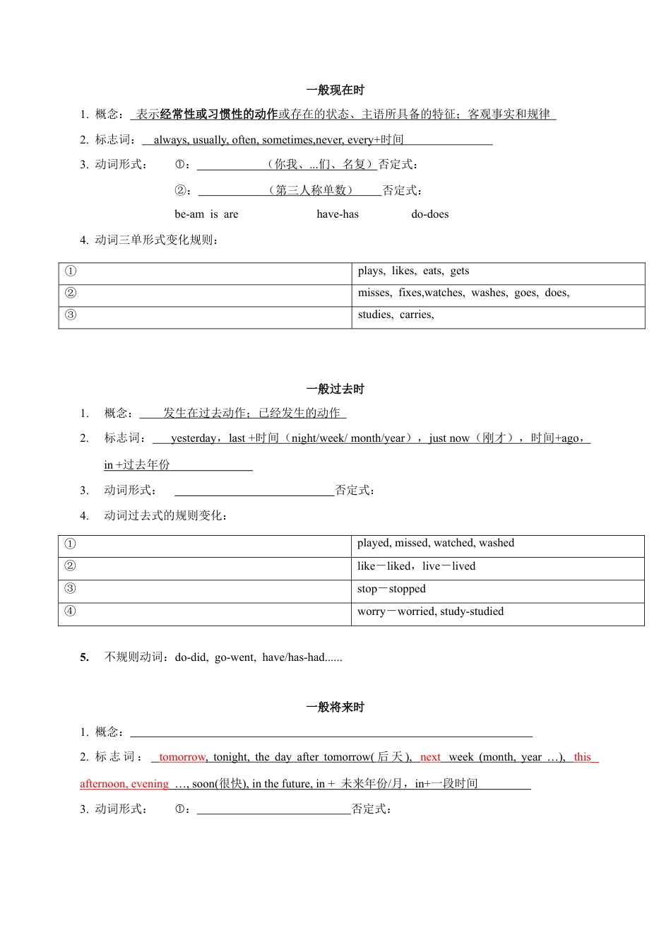 01 四大时态（3一般+现在进行时）-八年级英语上册语法精讲精练（外研版）  .docx_第1页