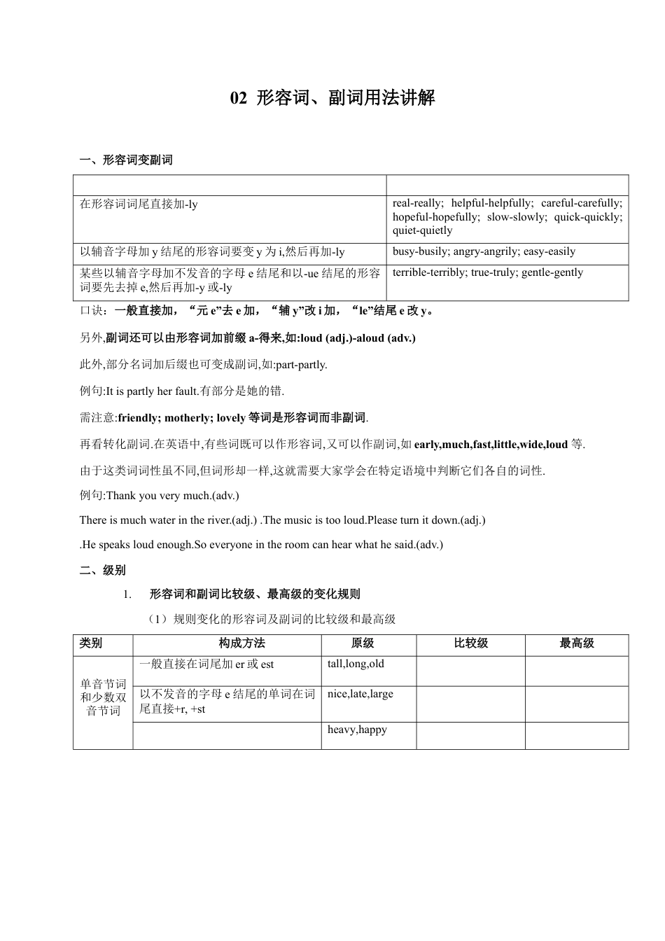 02 形容词、副词的级-八年级英语上册语法精讲精练（外研版）  .docx_第1页