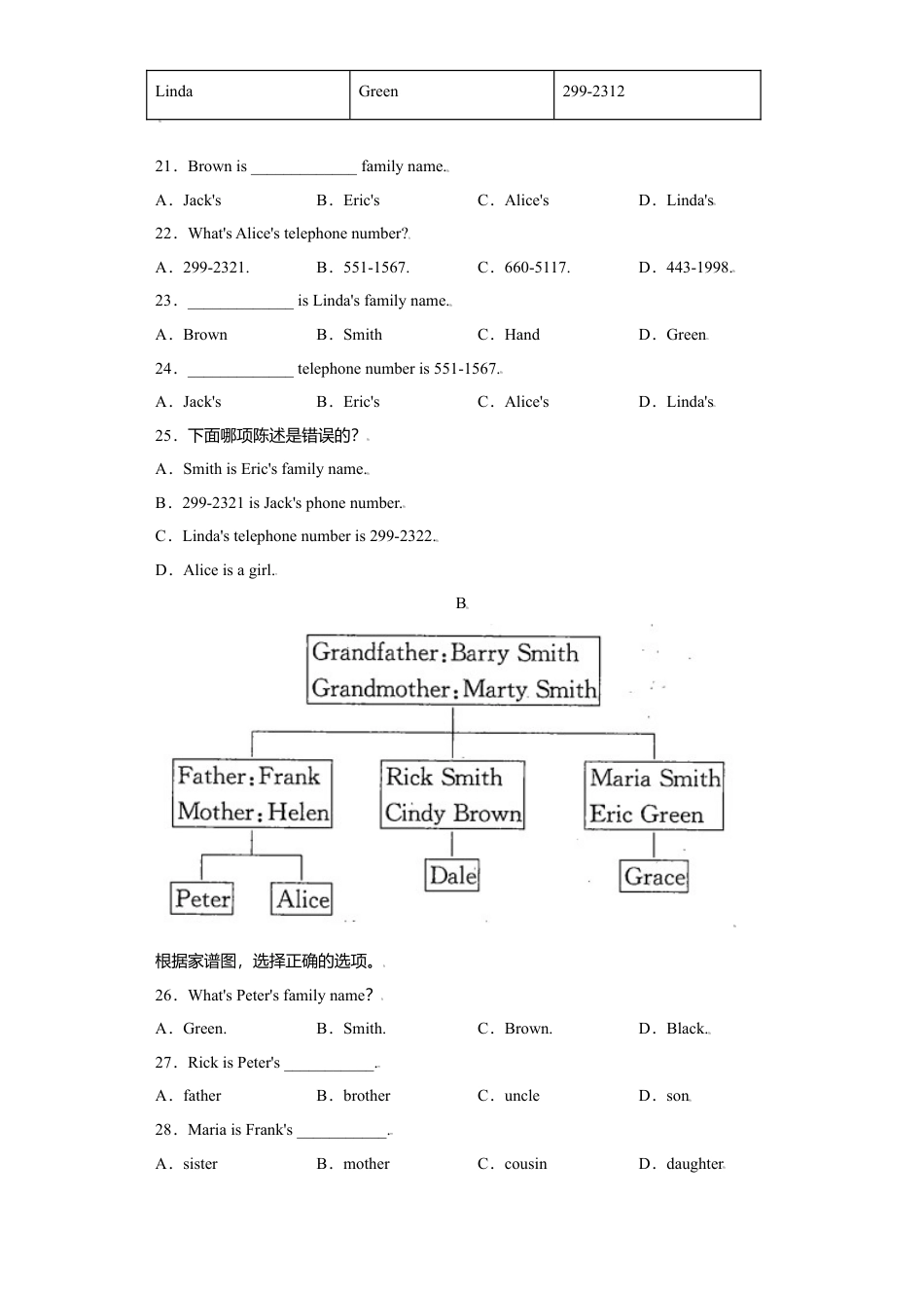 初中英语七年级上册-02 starter module 2 -（外研版）原卷版.doc_第3页