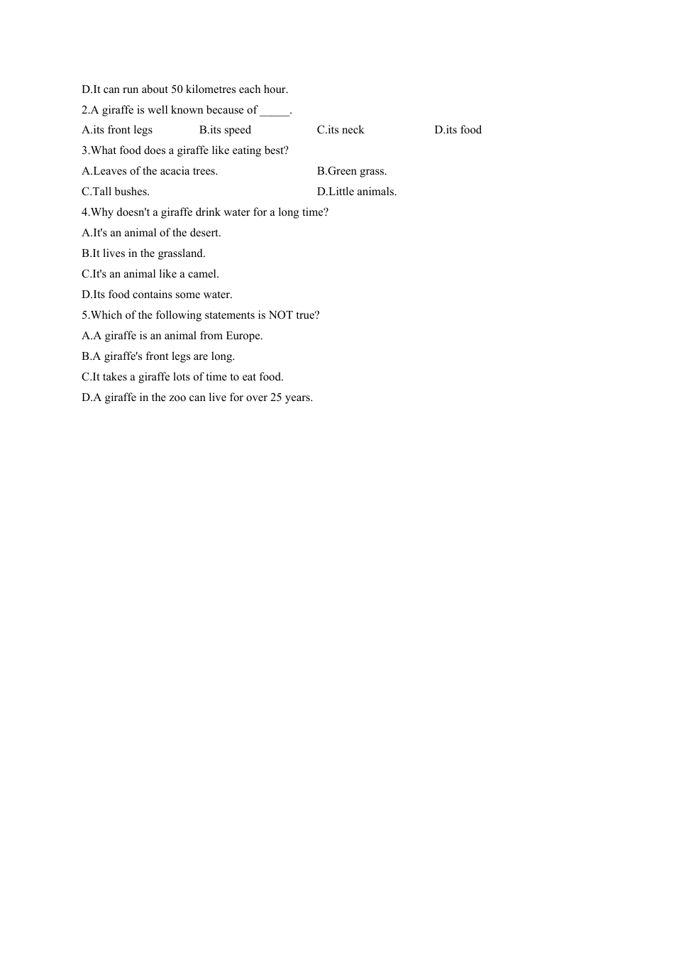 初中英语七年级上册-Module 6 A trip to the zoo Unit 1-Does it eat meat（含解析）.docx_第3页