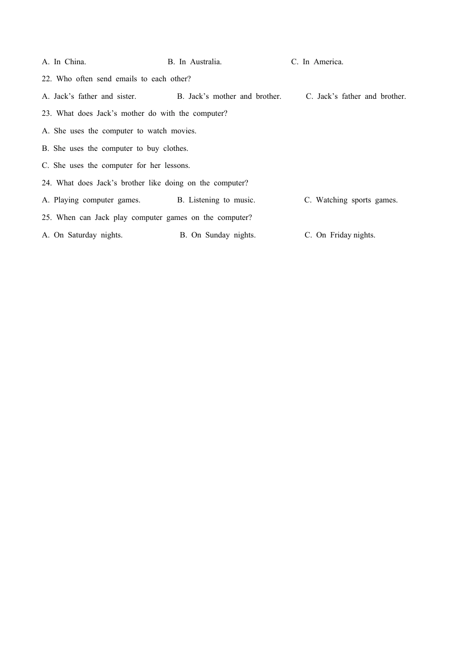 初中英语七年级上册-Module 7 Computers 话题7 信息与技术（基础版） 试题.docx_第3页