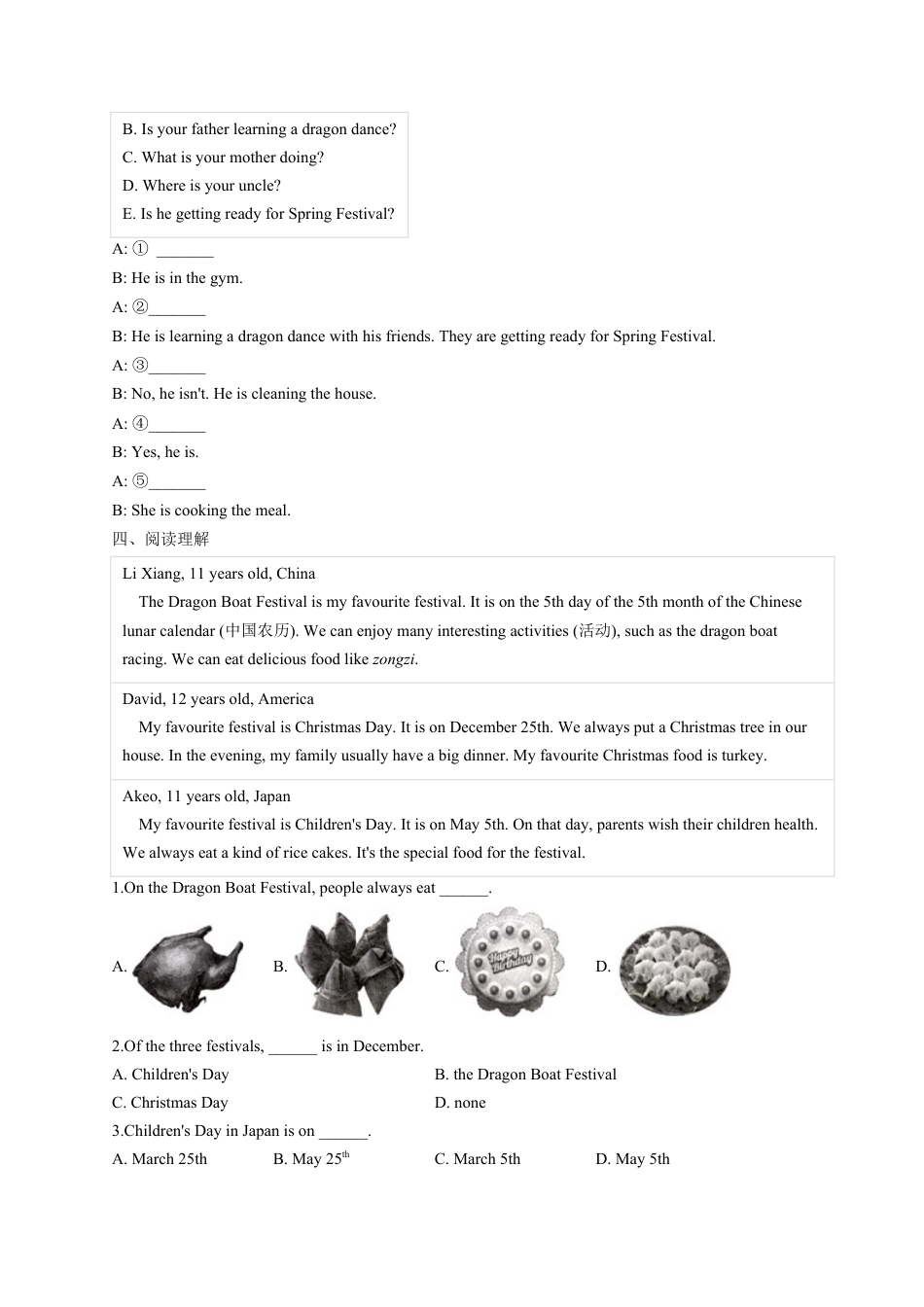 初中英语七年级上册-Module 10 Spring Festival Unit 1-Are you getting ready for Spring Festival（含解析）.docx_第2页