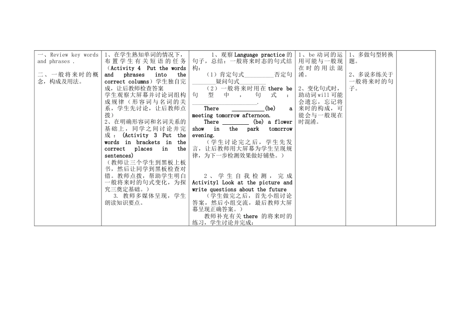 初中英语七下-教案-Module 4 Life in the future Unit 3 Language in use教案 （新版）外研版.doc_第2页