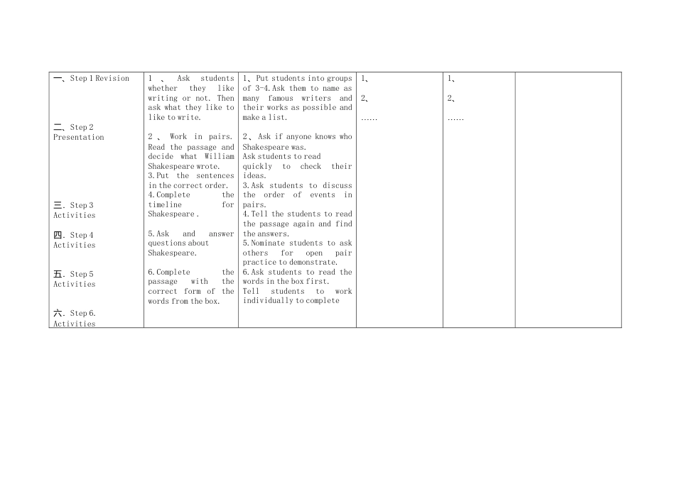 初中英语七下-教案-Module 9 Life history Unit 2 He decided to be an actor教案 （新版）外研版.doc_第2页