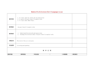 初中英语七下-教案-Module 9 Life history Unit 3 Language in use教案1 （新版）外研版.doc