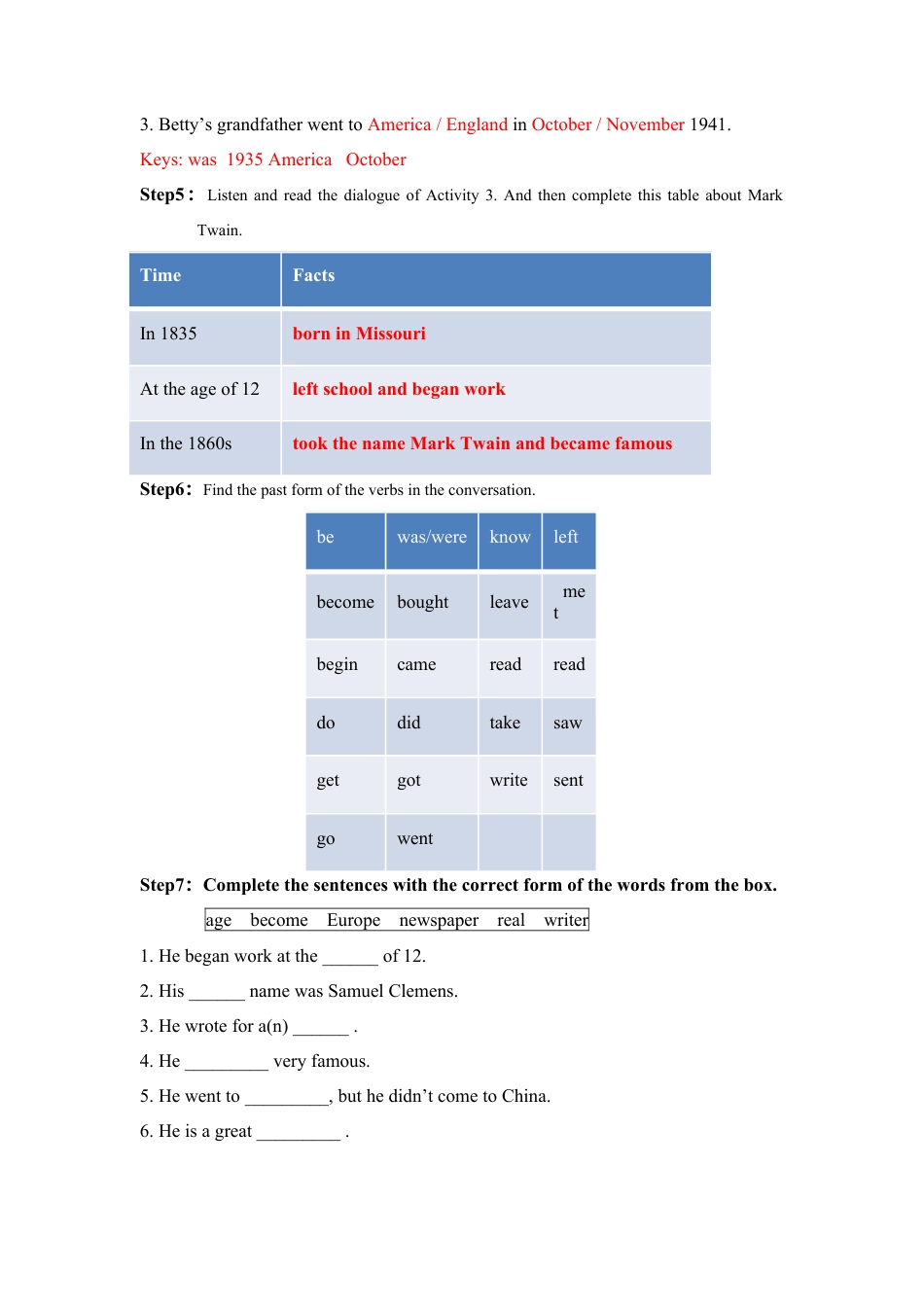 初中英语七下-教案-Module 9 Life history.doc_第3页