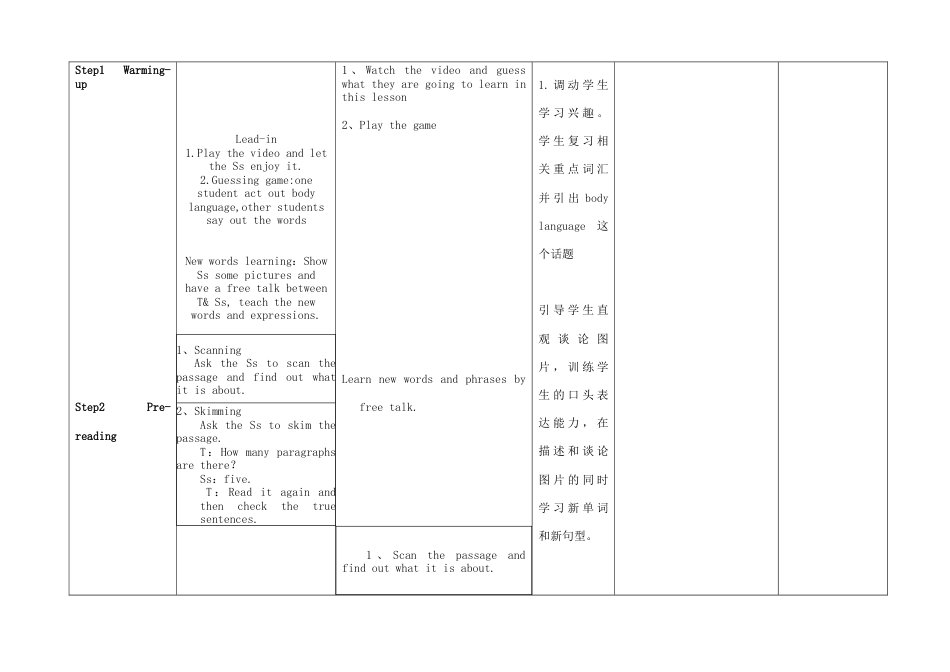初中英语七下-教案-Module 11 body language Unit 2 Here are some ways to welcome them教案1 （新版）外研版.doc_第2页
