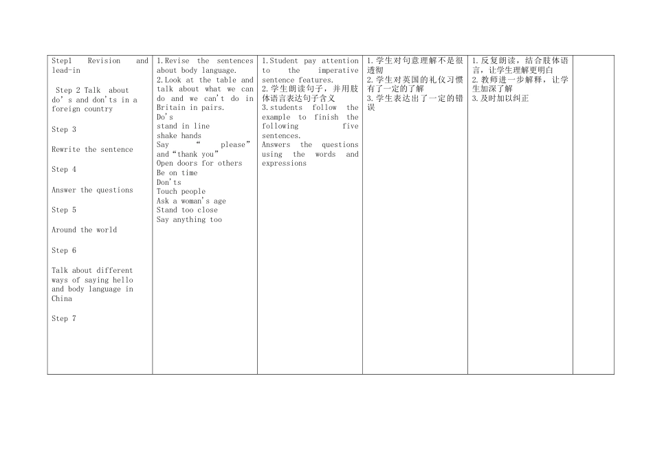 初中英语七下-教案-Module 11 body language Unit 3 Language in use教案 （新版）外研版.doc_第2页