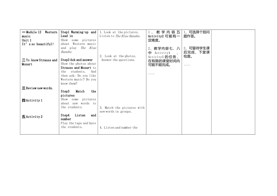 初中英语七下-教案-Module 12 Western music Unit 1 It’s so beautiful教案 （新版）外研版.doc_第2页