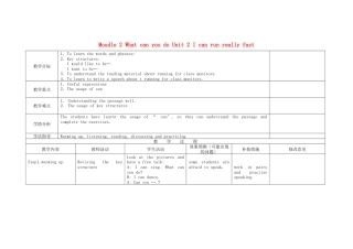 初中英语七下-教案-Moudle 2 What can you do Unit 2 I can run really fast教案1 （新版）外研版.doc