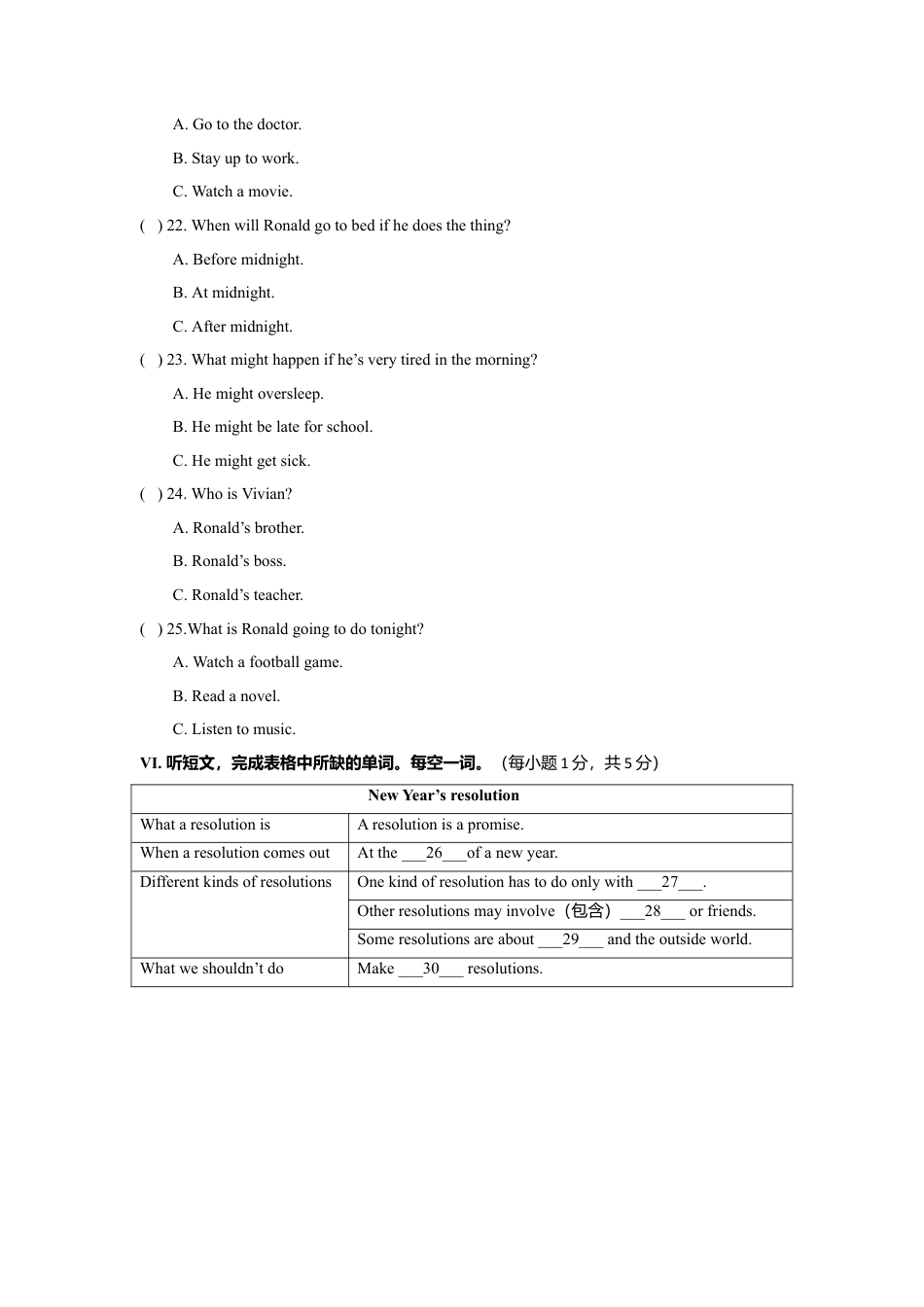 初中英语七下-试卷-Module 3 Making plans 话题3 计划与愿望（提高版） 试题.doc_第3页