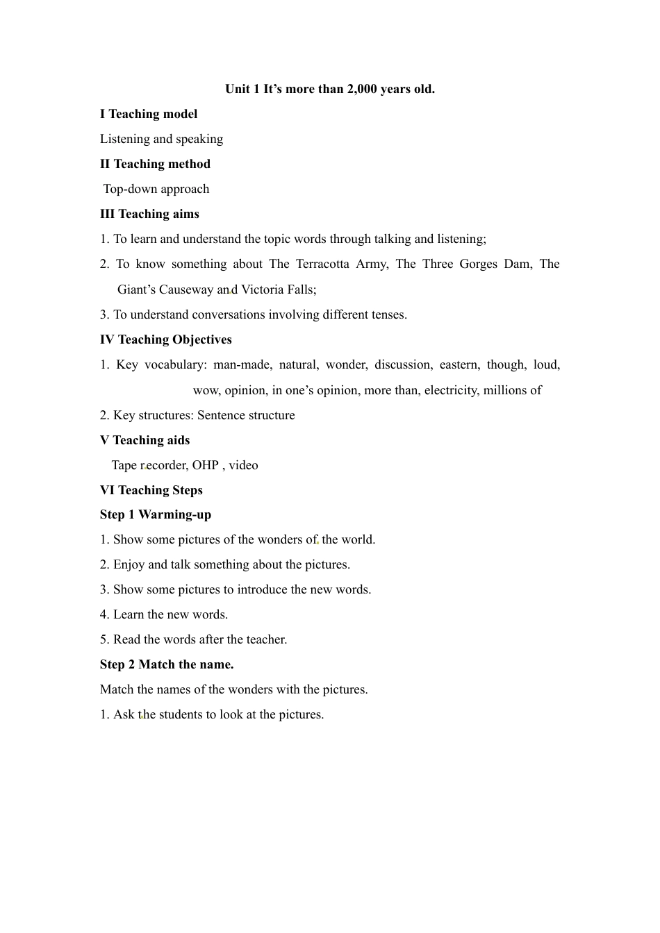 九年级英语上册：Module 1 Wonders of the world 教案1.doc_第1页