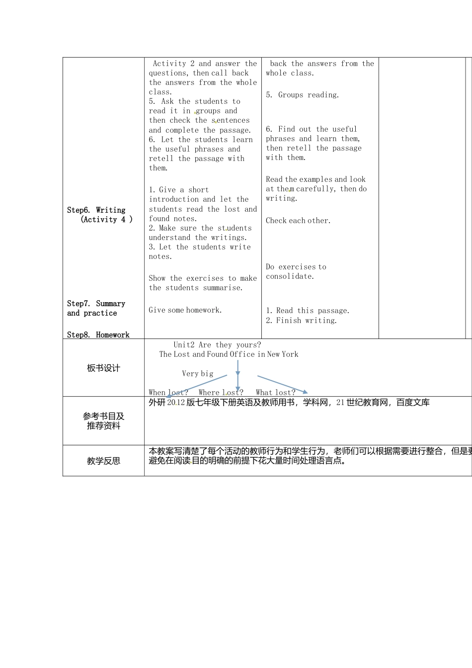 七年级英语下册Module+1+Lost+and+found+Unit+2+Are+they+yours+教学设计（新外研版）.doc_第2页