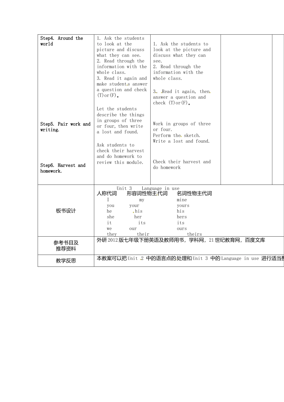 七年级英语下册Module+1+Lost+and+found+Unit+3+Language+in+use教案1（新外研版）.doc_第2页
