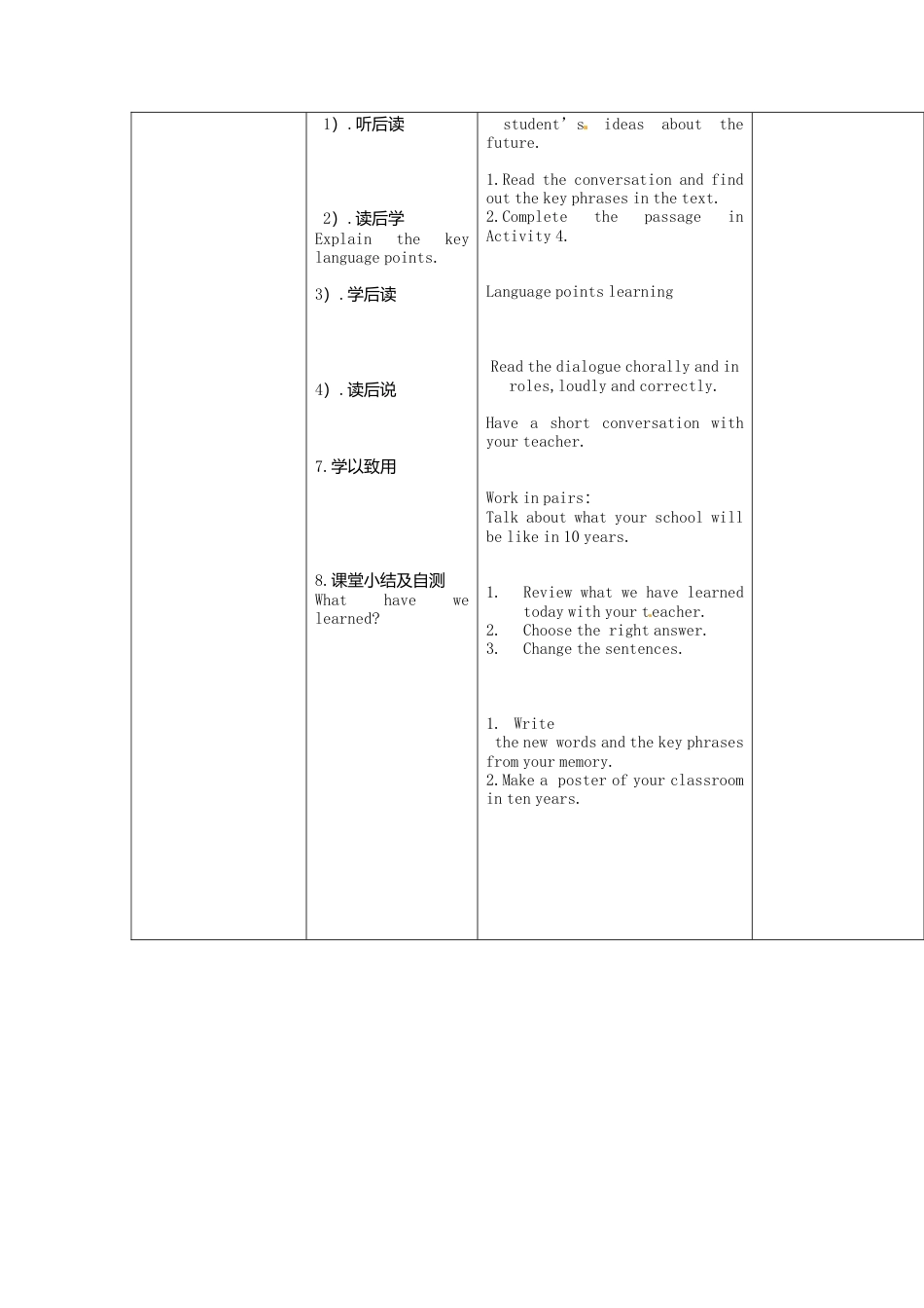 七年级英语下册Module+4+Life+in+the+future+Unit+1+Everyone+will+study+at+home教案（新外研版）.doc_第3页