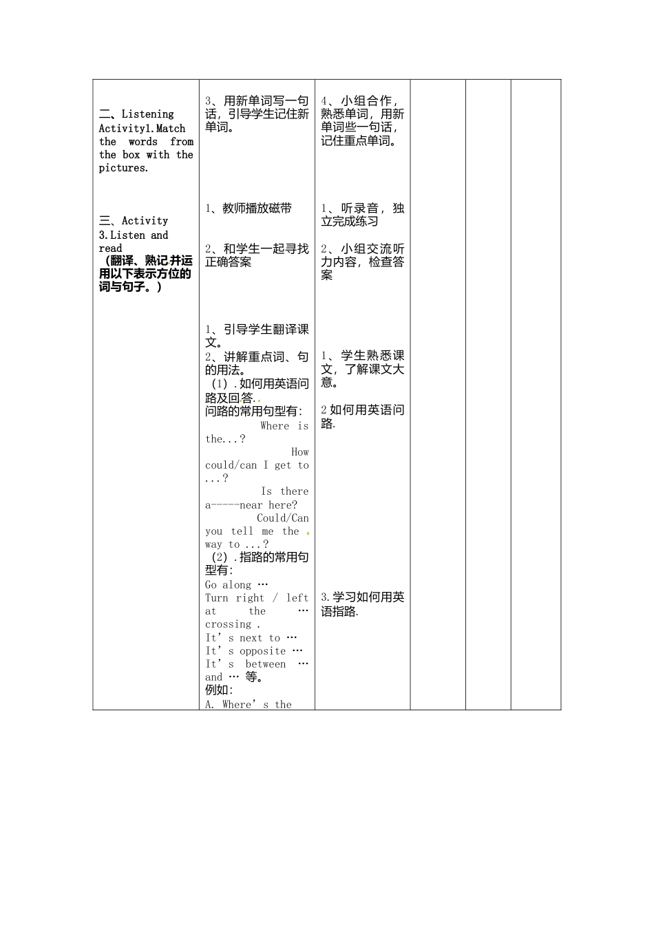 七年级英语下册Module+6+Around+town+Unit+1+Could+you+tell+me+how+to+get+to+the+National+Stadium教案2（新外研版）.doc_第2页