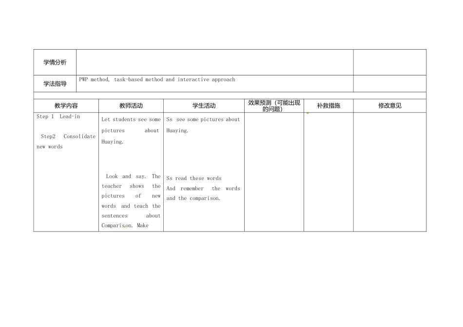 外研版八年级上册教案-Module 2 Unit 1 It’s taller than many other buildings教案.doc_第2页