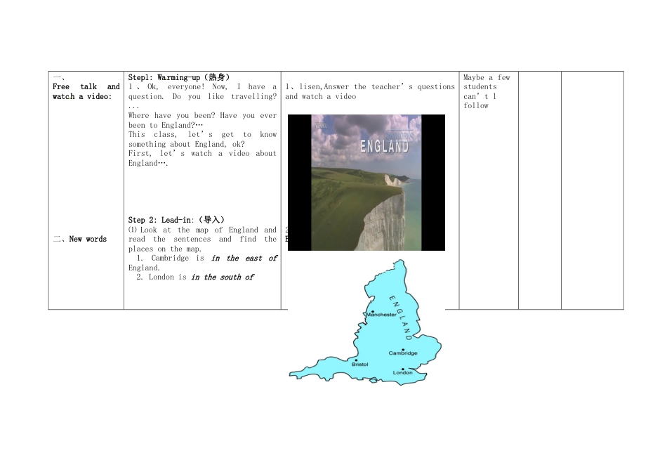 外研版八年级上册教案-Module 2 Unit 2 Cambridge is a beautiful city in the east of England教案.doc_第2页