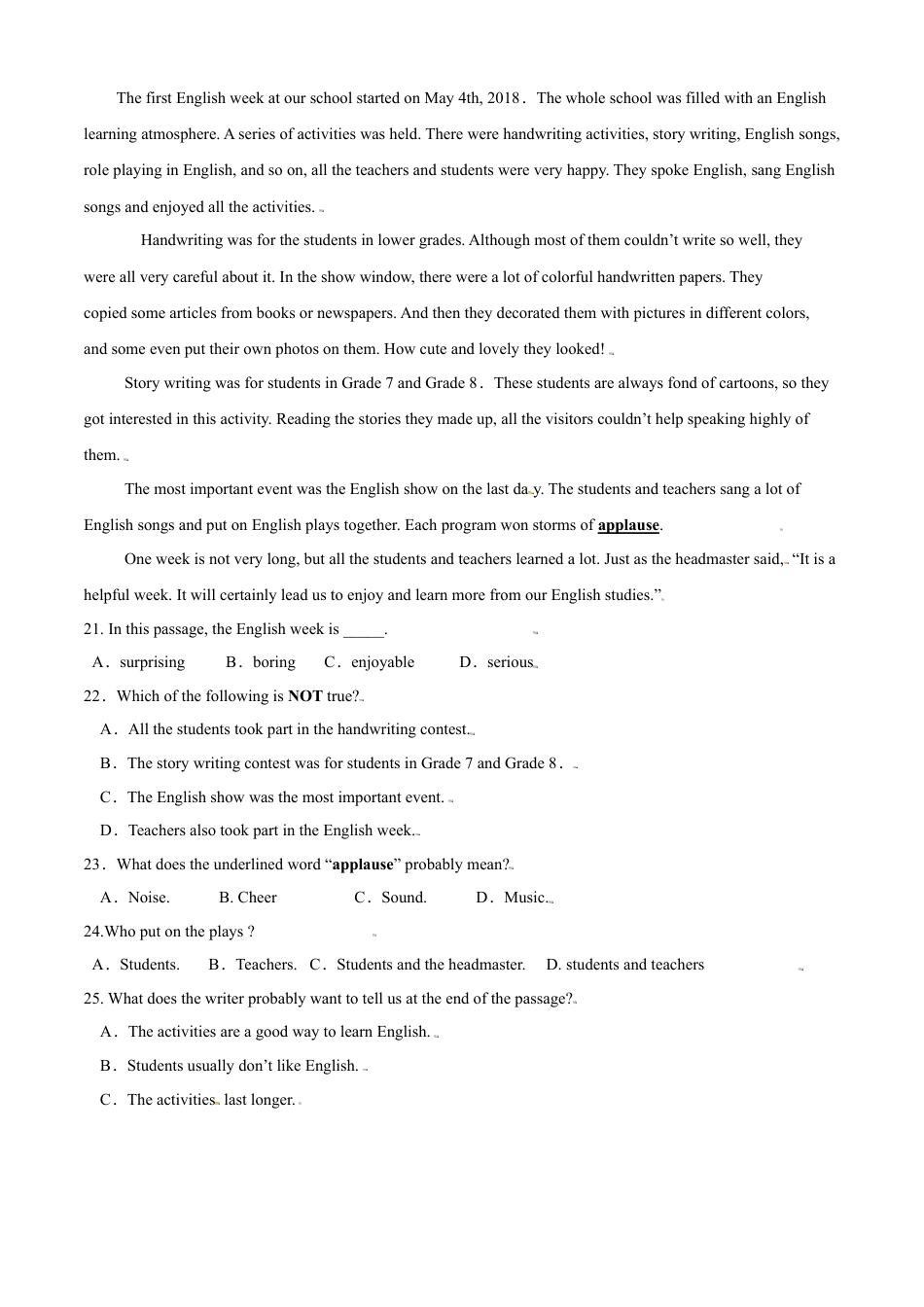 外研版八年级上册-试卷-Module 1 How to learn English 测试卷 （B卷·能力提升）原卷版 -(外研版).doc_第3页