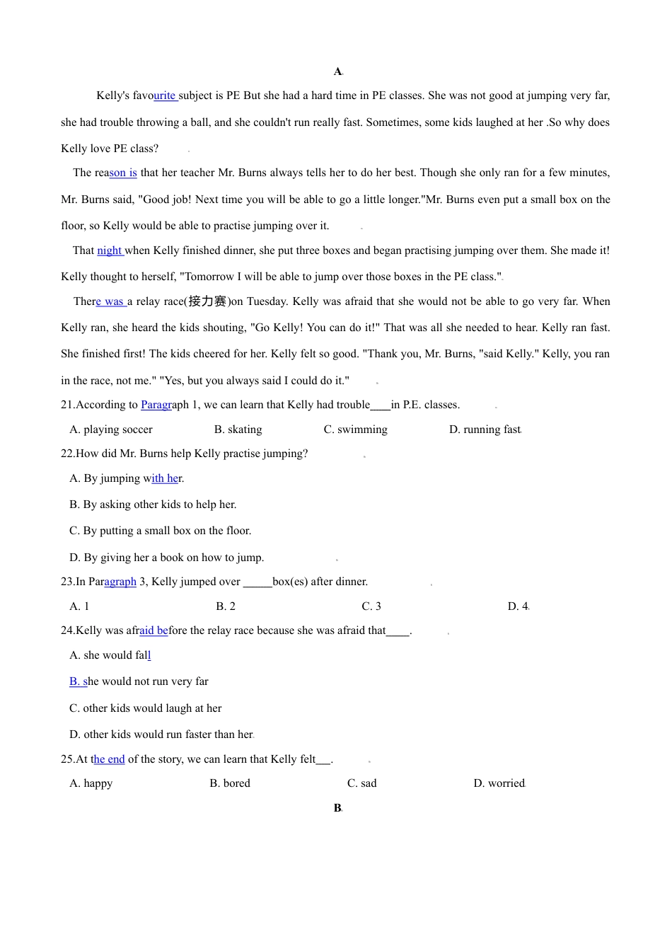 外研版八年级上册-试卷-Module 3 Sports 测试卷 （B卷·能力提升）原卷版 -(外研版).doc_第3页