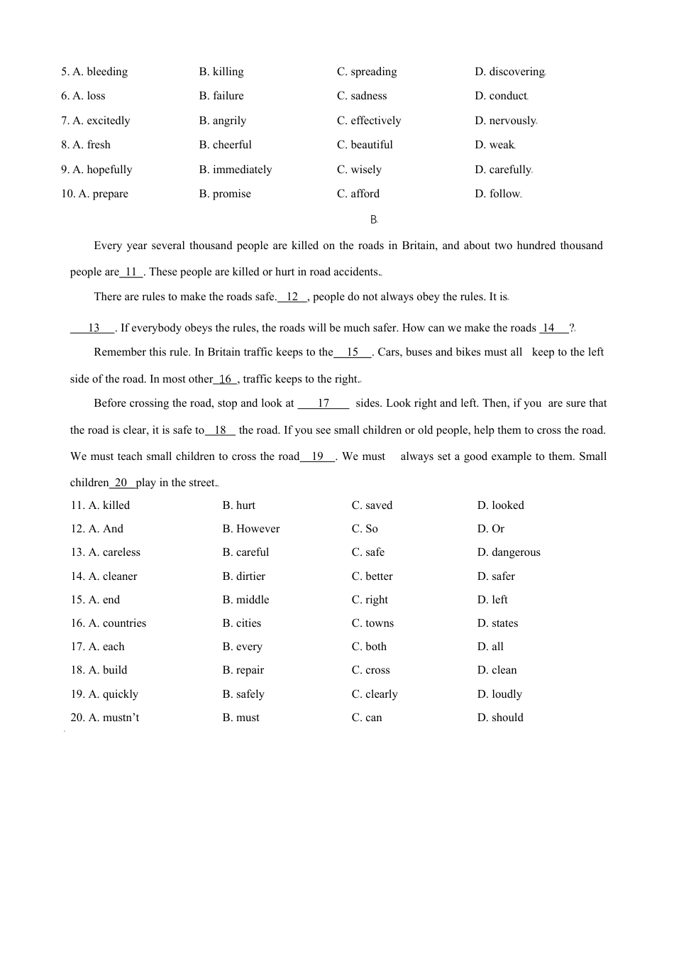 外研版八年级上册-试卷-Module 8 Accidents  测试卷(B卷·提升能力）-(外研版) 原卷版.doc_第2页