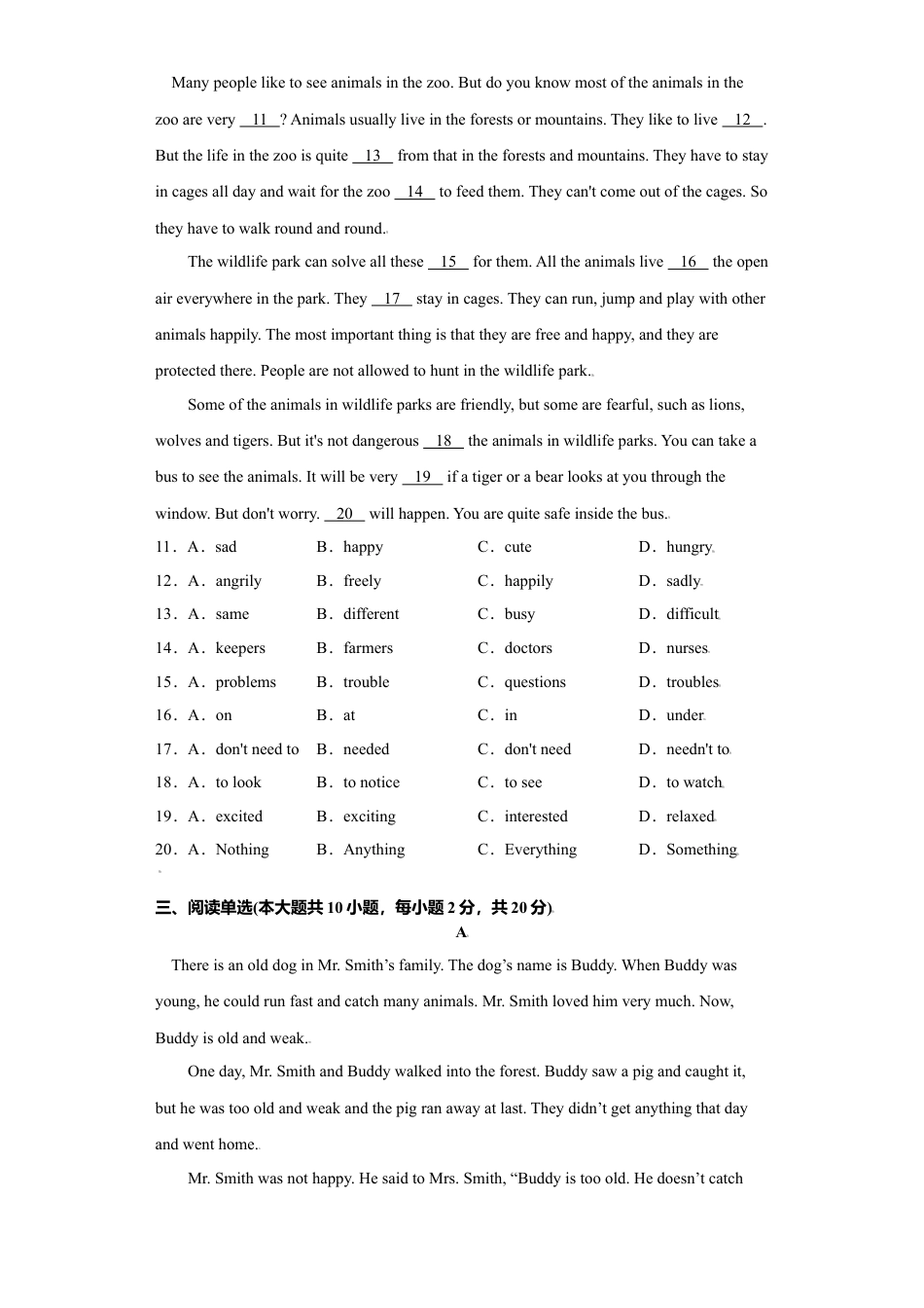 外研版八年级上册-试卷-Module6 -（外研版）原卷版.doc_第2页