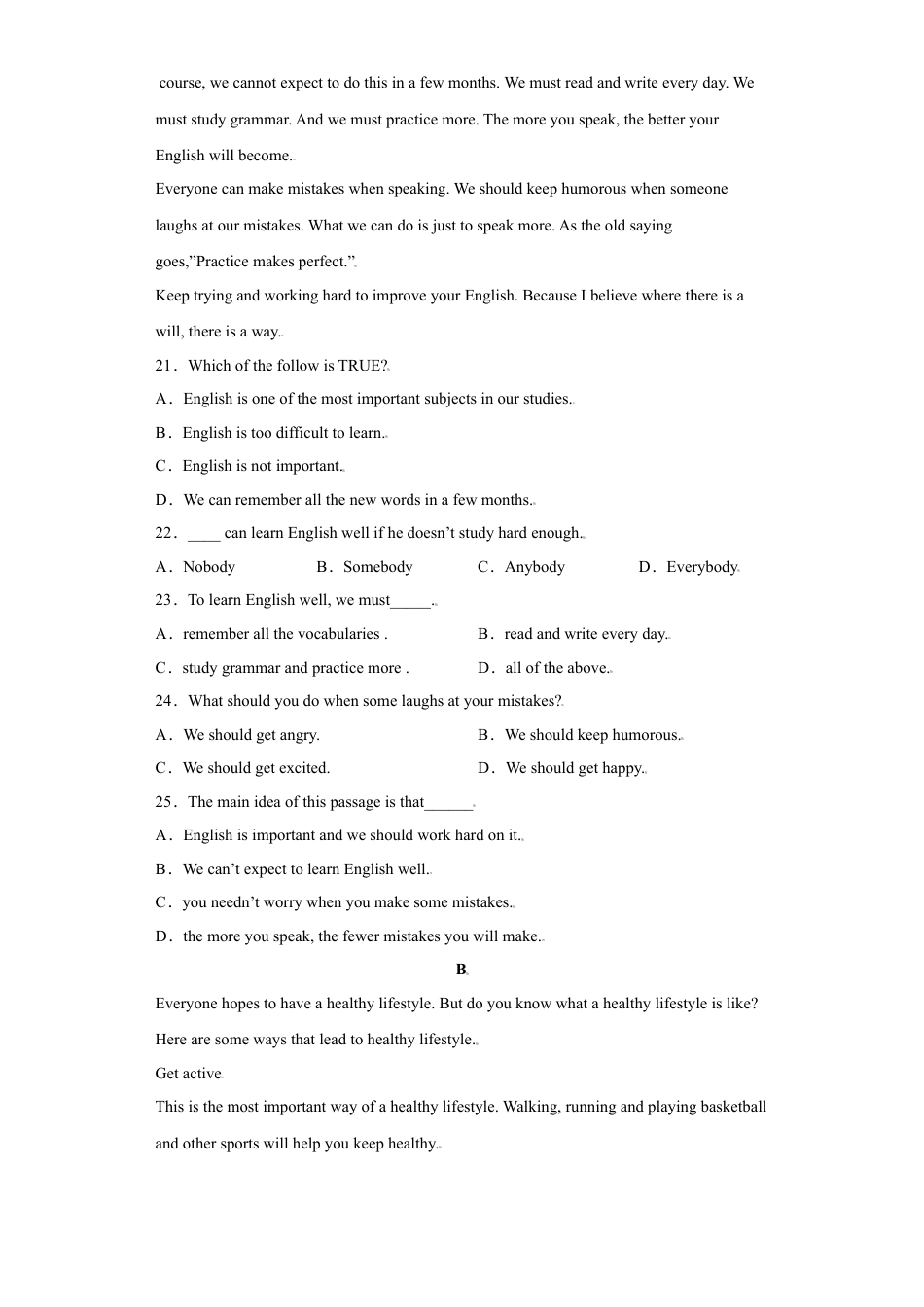 外研版八年级上册-试卷-期中测试卷 -（外研版）原卷版.doc_第3页