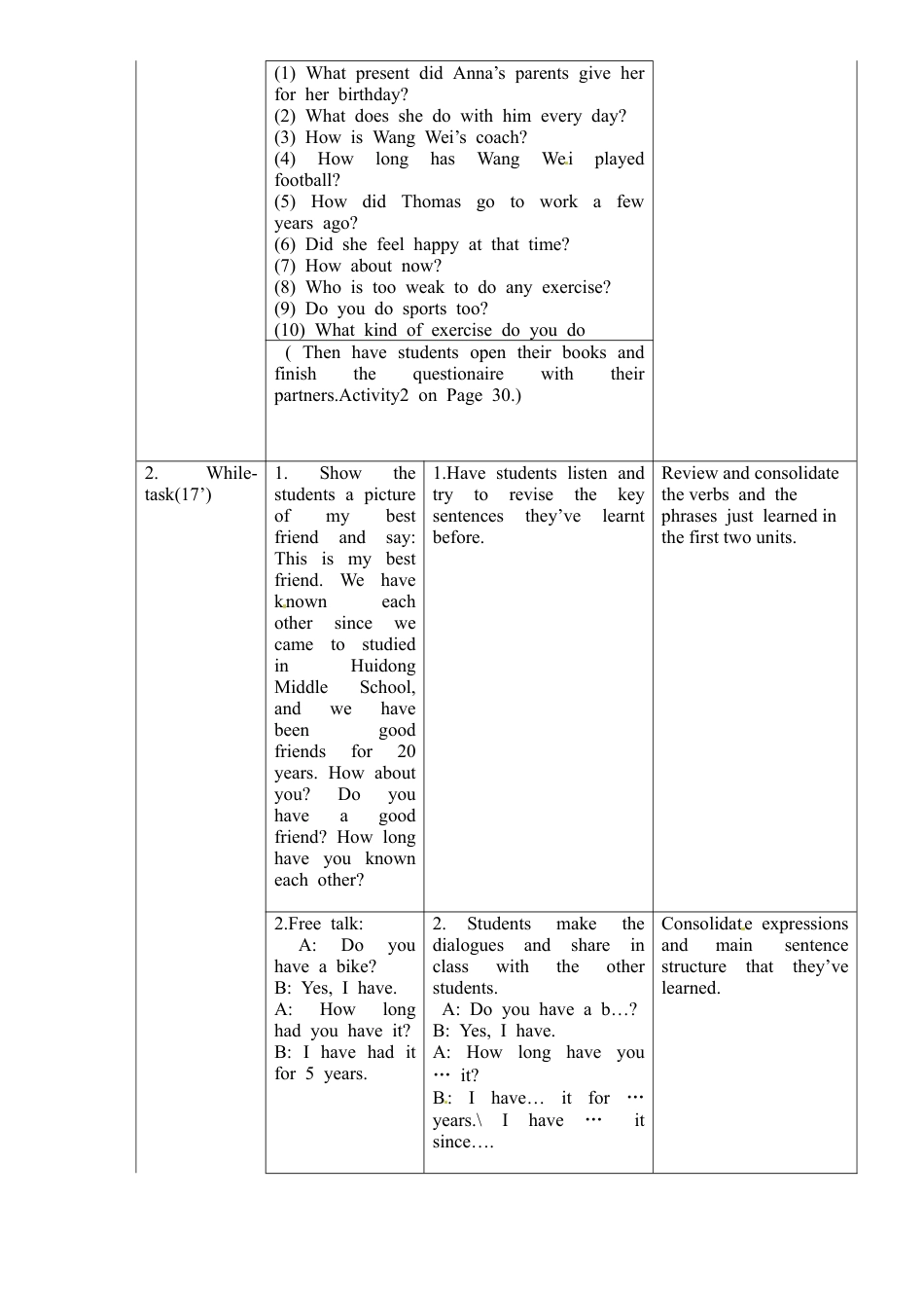 外研版八年级英语下册教案：Module 4 Unit 3.doc_第2页