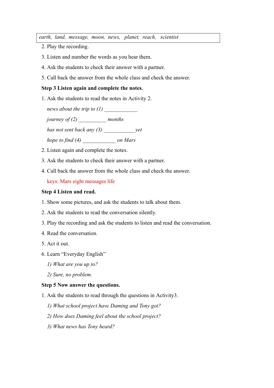 外研版八年级英语下册-教案-Module 3 Journey to space 教案.doc_第3页